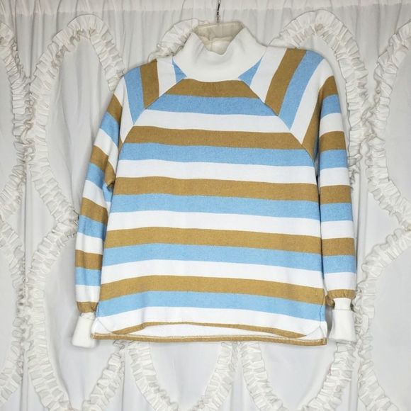 Urban Outfitters Tops - Urban Outfitters Striped High Neck Sweater Blue Yellow Gold White Small